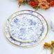 25 Pack | 9inch Blue Chinoiserie Floral Disposable Dinner Plates with Gold Rim