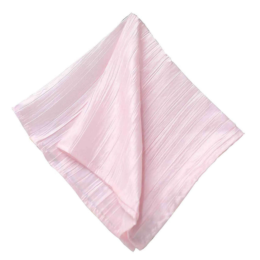 5 Pack | Blush/Rose Gold Accordion Crinkle Taffeta Dinner Napkins | 20x20Inch