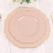 10 Pack | 8 Blush/Rose Gold Hard Plastic Dessert Appetizer Plates, Disposable Tableware, Baroque Hea