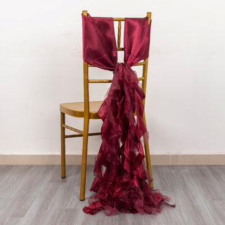 Elevate Your Event with Burgundy Curly Willow Chair Sashes