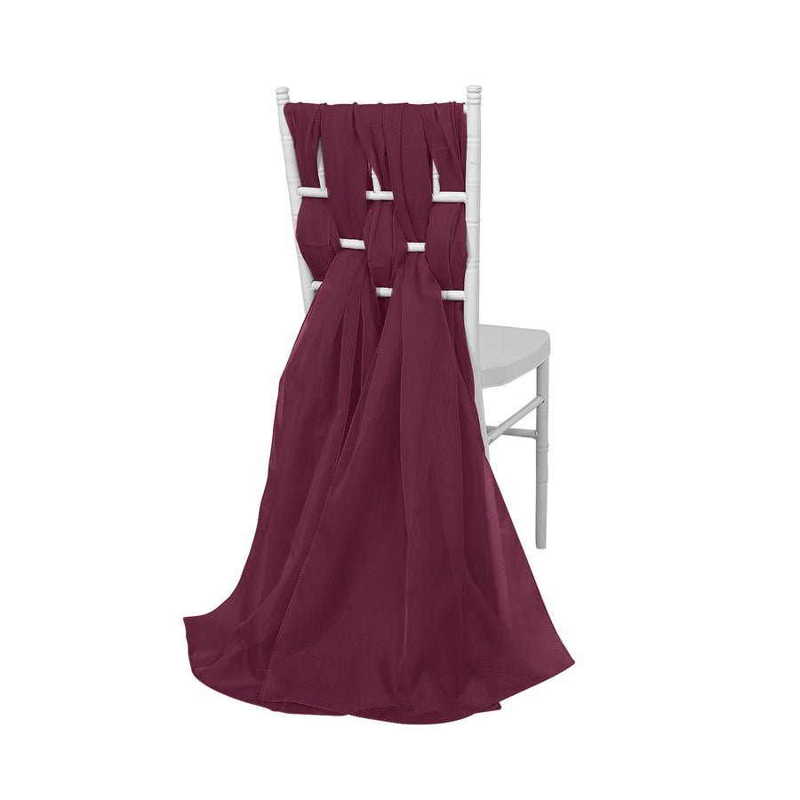 22inchx78inch Burgundy DIY Premium Designer Chiffon Chair Sashes