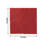 50 Pack Soft Burgundy 2 Ply Disposable Cocktail Napkins with Gold Foil Edge, Paper