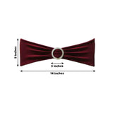 5 pack | 5"x14" Burgundy Spandex Stretch Chair Sash with Silver Diamond Ring Slide Buckle