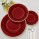 25 Pack | 10inch Burgundy Sunray Gold Rimmed Serving Dinner Paper Plates, Disposable Party Plates