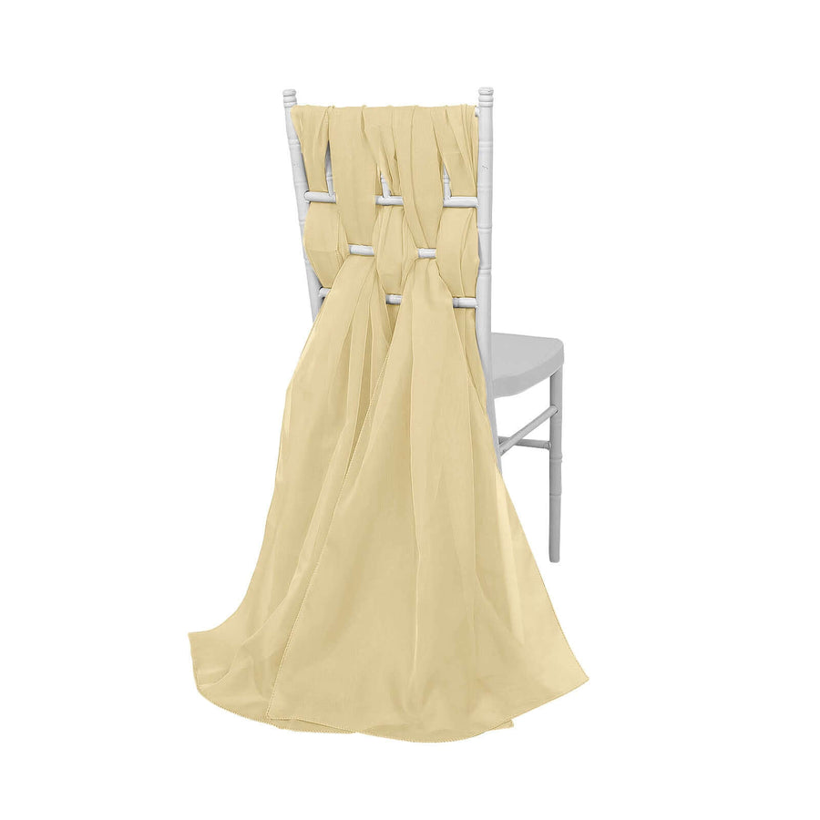 5 Pack | 22x78 inches Champagne DIY Premium Designer Chiffon Chair Sash