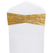 5 Pack Champagne Premium Crushed Velvet Ruffle Chair Sash Bands, Decorative Wedding Chair#whtbkgd
