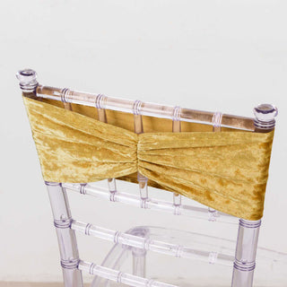 Luxurious Champagne Velvet Chair Sashes for Unforgettable Wedding Decor