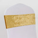 5 Pack Champagne Premium Crushed Velvet Ruffle Chair Sash Bands, Decorative Wedding Chair