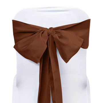 5 Pack Cinnamon Brown Polyester Chair Sashes - 6"x108"