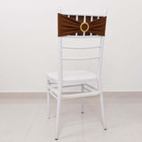 5 Pack Cinnamon Brown Spandex Chair Sashes with Gold Diamond Buckles, Elegant Stretch Chair Bands