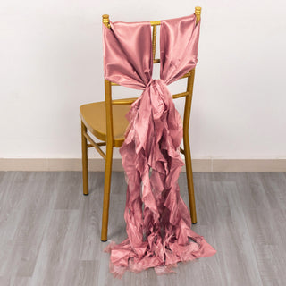 Elevate Your Event Decor with Cinnamon Rose Curly Willow Chiffon Satin Chair Sashes