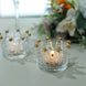 6 Pack Clear Crystal Glass Crown Tea Light Votive Candle Holders With Gold Beaded Tips 
