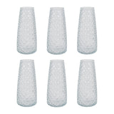 6 Pack Clear Glass Urn Vases with Diamond Crystal Cut Pattern#whtbkgd