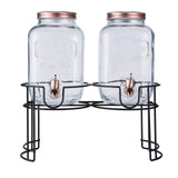 2 Pack | Dual Gallon Glass Beverage Dispenser Stand, Metal Lids & Spigot Included#whtbkgd