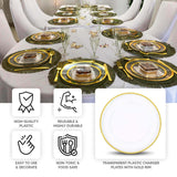 10 Pack Clear Economy Plastic Charger Plates With Gold Rim, 12inch Round Dinner Chargers Event