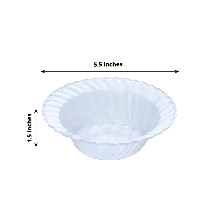 10 Pack Clear Flared Disposable Small Fruit Bowls, 5oz Hard Plastic Ice Cream Yogurt Bowls