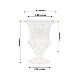 2 Pack Clear Glass Pedestal Flower Vases in Classic Roman Urn Style, 6inch Mini Floral Vase