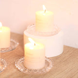 6 Pack Clear Glass Pillar Candle Holder Trays with Beaded Rims, Transparent Small Round Coasters