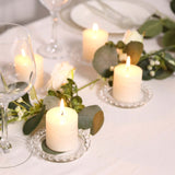 6 Pack Clear Glass Pillar Candle Holder Trays with Beaded Rims, Transparent Small Round Coasters