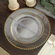 10 Pack | 8inch Clear / Gold Beaded Rim Disposable Salad Plates