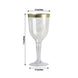 12 Pack | 9oz Clear / Gold Rim Hollow Stem Plastic Wine Goblet Glasses, Disposable Cups