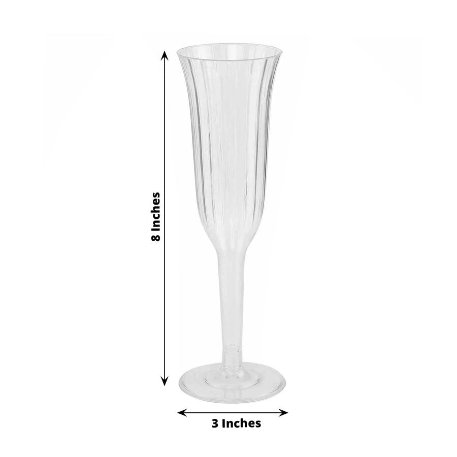 12 Pack | 6oz Clear Plastic Champagne Flutes Disposable Flared Design Detachable Base