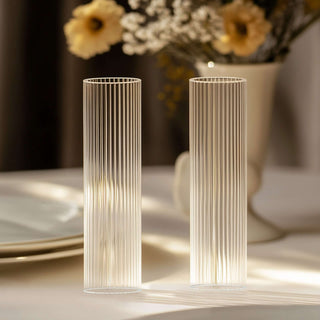 <span style="background-color:transparent;color:#111111;">Elegant Radiance with Clear Ribbed Candle Holder Glass Shades</span>