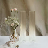 2 Pack Clear Ribbed Candle Holder Glass Shades With Open Ends