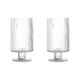 2 Pack 9inch Ribbed Pedestal Glass Vases, Glass Candle Holder, Vase Jar with Ridges