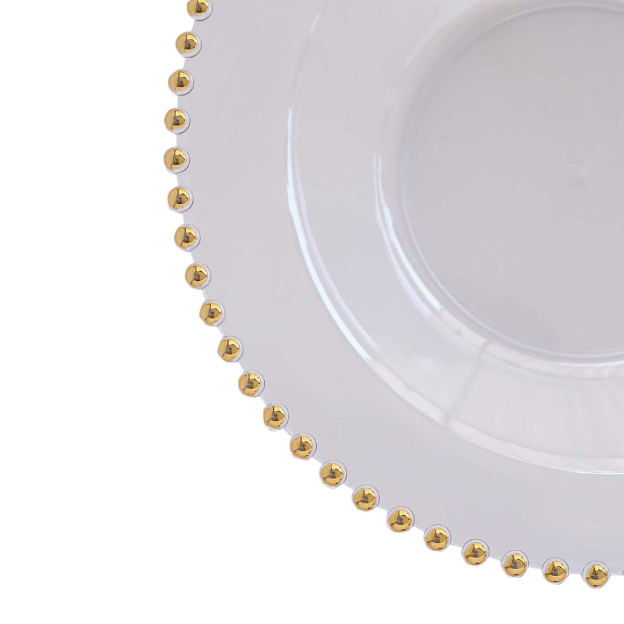 10 Pack Clear Round Plastic Dessert Bowls with Gold Beaded Rim, 12oz Disposable Salad Bowls#whtbkgd