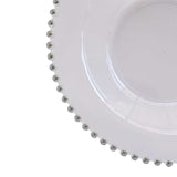 10 Pack Clear Round Plastic Dessert Bowls with Silver Beaded Rim, Disposable Salad Soup Bowl#whtbkgd
