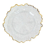 6 Pack 13inch Clear Round Reef Acrylic Plastic Charger Plates With Gold Rim, Dinner#whtbkgd