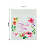 100 Pack Clear White PVC Favor Bags With Thank You Floral Print