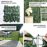12 Pack Dark Green Artificial Ivy Hedge Privacy Screen Fence Wall Panel, Faux Leaf Greenery Backdrop