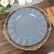 10 Pack | 11 Dusty Blue Disposable Dinner Plates With Gold Ruffled Rim, Round Plastic Party Plates