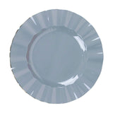 10 Pack | 9inch Dusty Blue Heavy Duty Disposable Dinner Plates with Gold Ruffled Rim,Plastic#whtbkgd