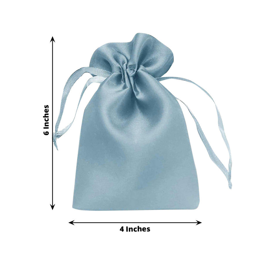 12 Pack 4x6inch Dusty Blue Satin Drawstring Wedding Party Favor Gift Bags