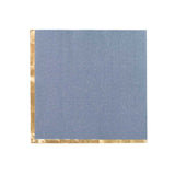 50 Pack Soft Dusty Blue 2 Ply Disposable Cocktail Napkins with Gold Foil Edge, Disposable#whtbkgd