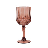 6 Pack 8oz Dusty Rose Crystal Cut Reusable Plastic Cocktail Goblets, Shatterproof Wine#whtbkgd
