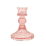 6 Pack Dusty Rose Diamond Pattern Glass Pillar Votive Candle Stands Reversible Crystal#whtbkgd