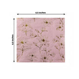 50 Pack Dusty Rose 2-Ply Paper Beverage Napkins with Gold Outlined Flowers Print