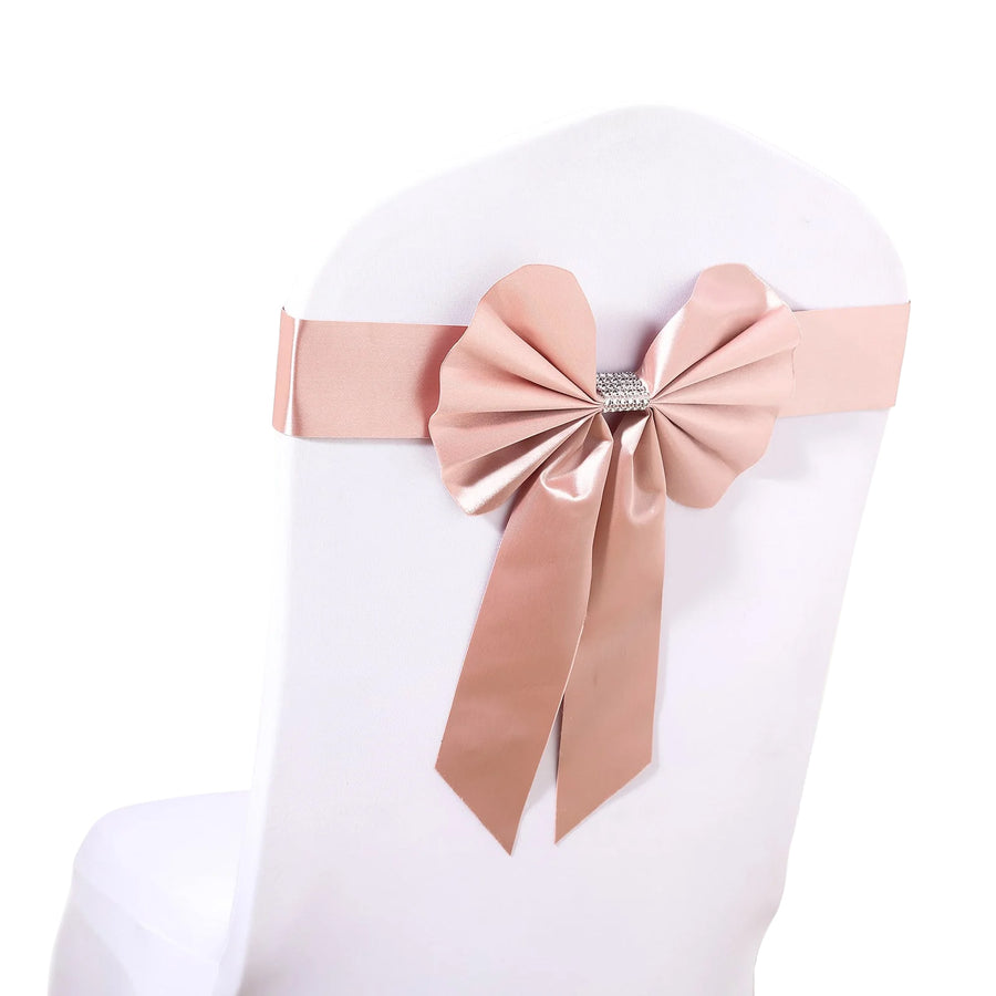 5 Pack | Dusty Rose | Reversible Chair Sashes with Buckle | Double Sided Pre-tied Bow Tie Chair Band