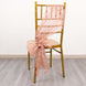 5 Pack Dusty Rose Sheer Crinkled Organza Chair Sashes, Premium Shimmer Chiffon Layered Chair Sashes