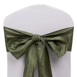 5 Pack Dusty Sage Green Accordion Crinkle Taffeta Chair Sashes#whtbkgd