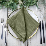 5 Pack Dusty Sage Green Accordion Crinkle Taffeta Cloth Dinner Napkins 20x20inch#whtbkgd
