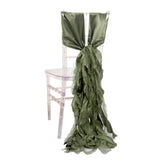 5 Pack Eucalyptus Sage Green Curly Willow Chiffon Satin Chair Sashes