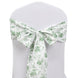 5 Pack Dusty Sage Green Floral Polyester Chair Sashes#whtbkgd