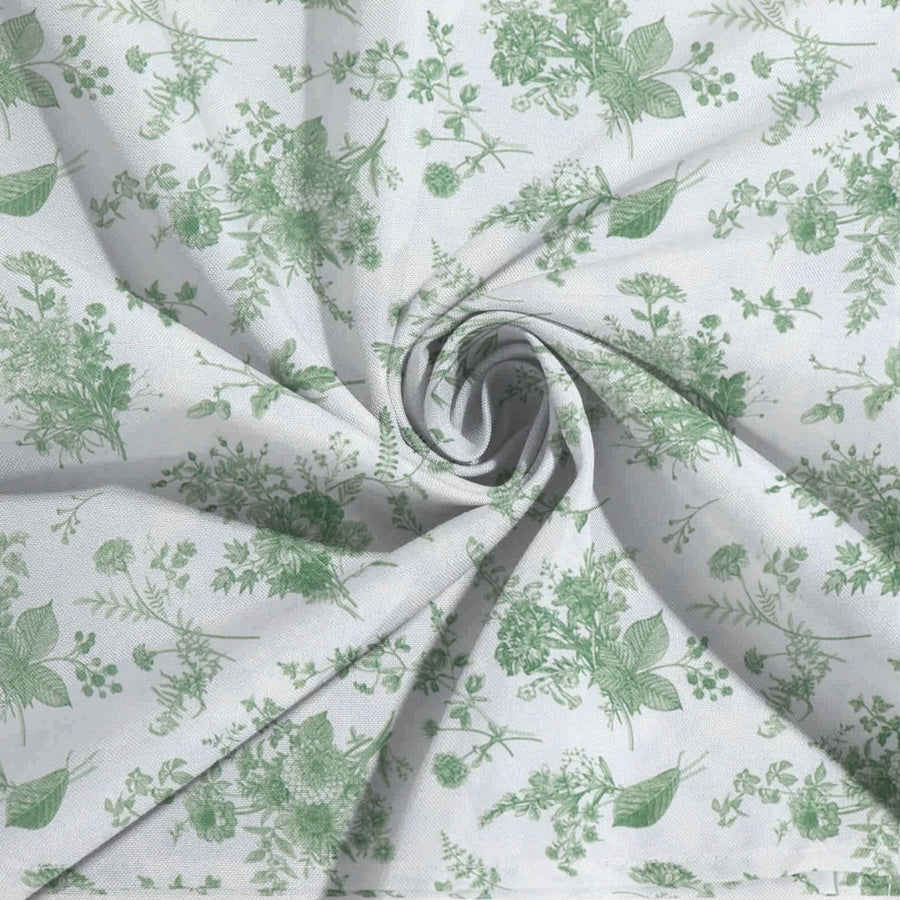 5 Pack Dusty Sage Green Floral Polyester Dinner Napkins#whtbkgd