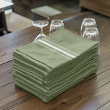 10 Pack Dusty Sage Green Spun Polyester Cloth Napkins with White Reverse Stripes