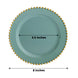 10 Pack Dusty Sage Plastic Salad Plates with Gold Beaded Rim, Disposable Round Appetizer
